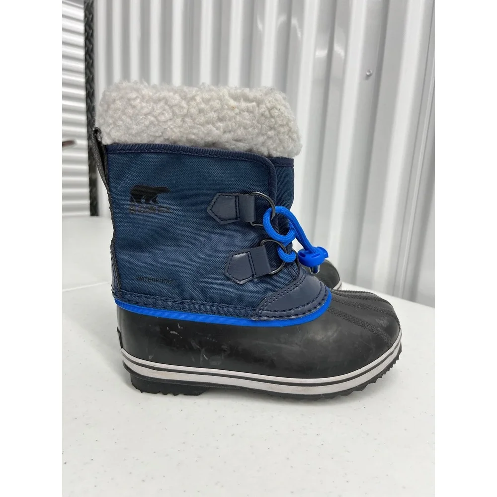 Sorel Yoot Pac Nylon Blue Kids Winter Boots Waterproof Snow Shoes Size 13 NC1962